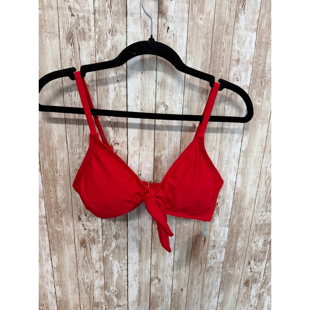 Kona Sol Women Red Tie Front Triangle Bikini Top Size Medium M 8-10 NWT